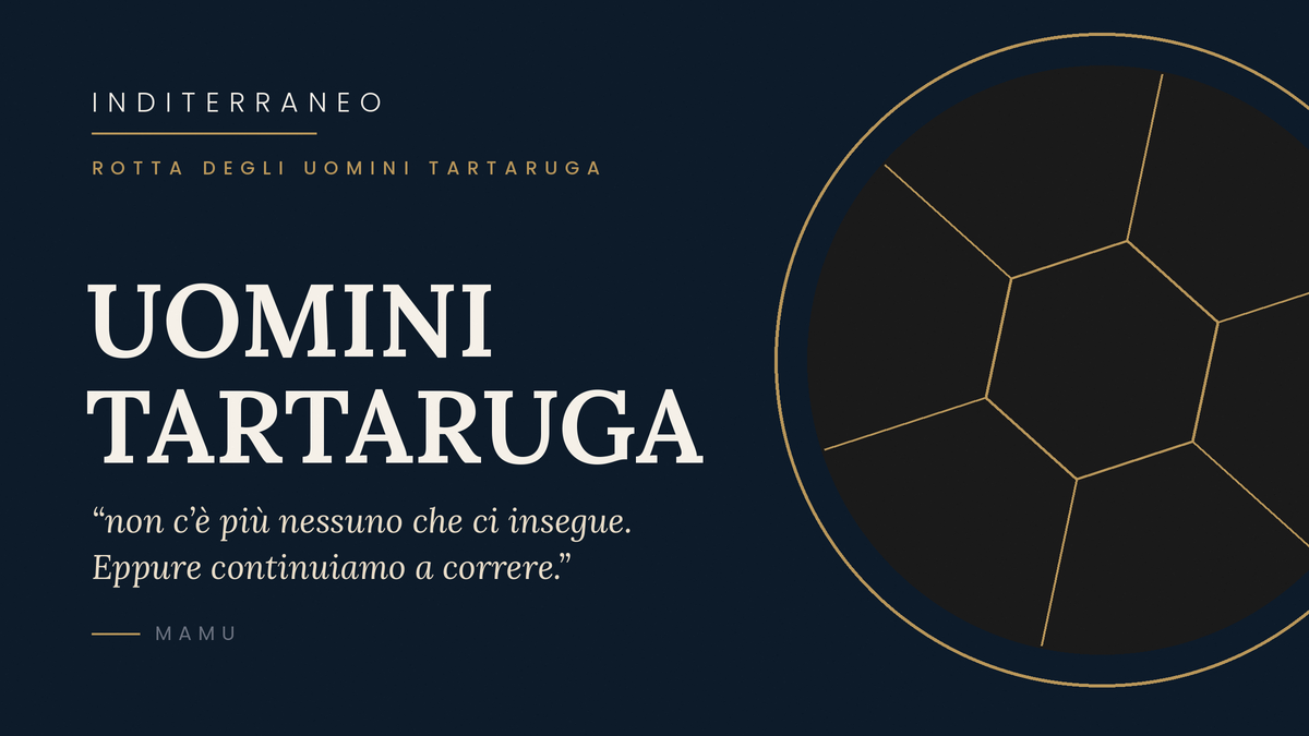 Copertina Uomini Tartaruga con motivo a guscio e citazione sulla lentezza.